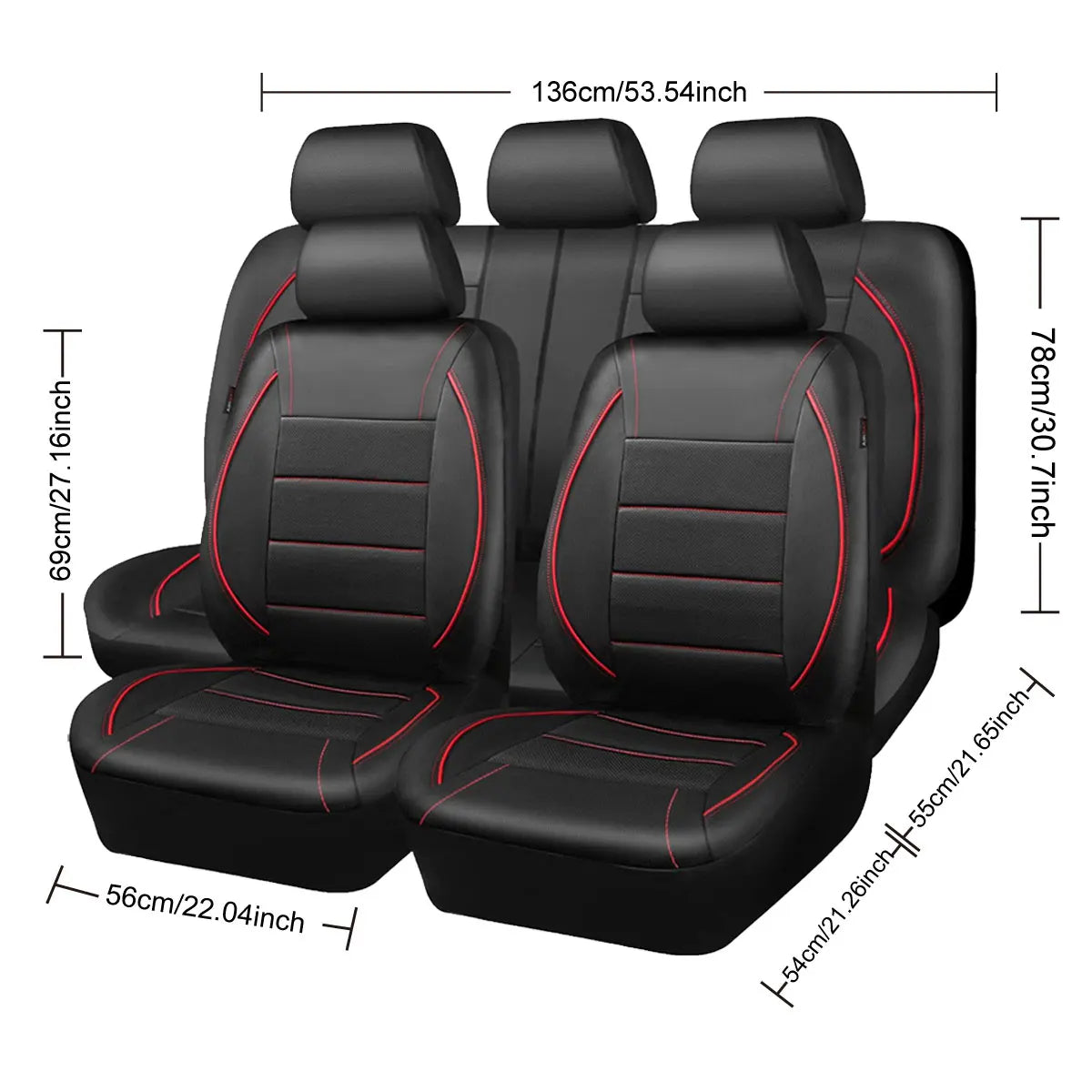 Premium Universal Leather Car Seat Cover Set (Full 5-Seat Interior)