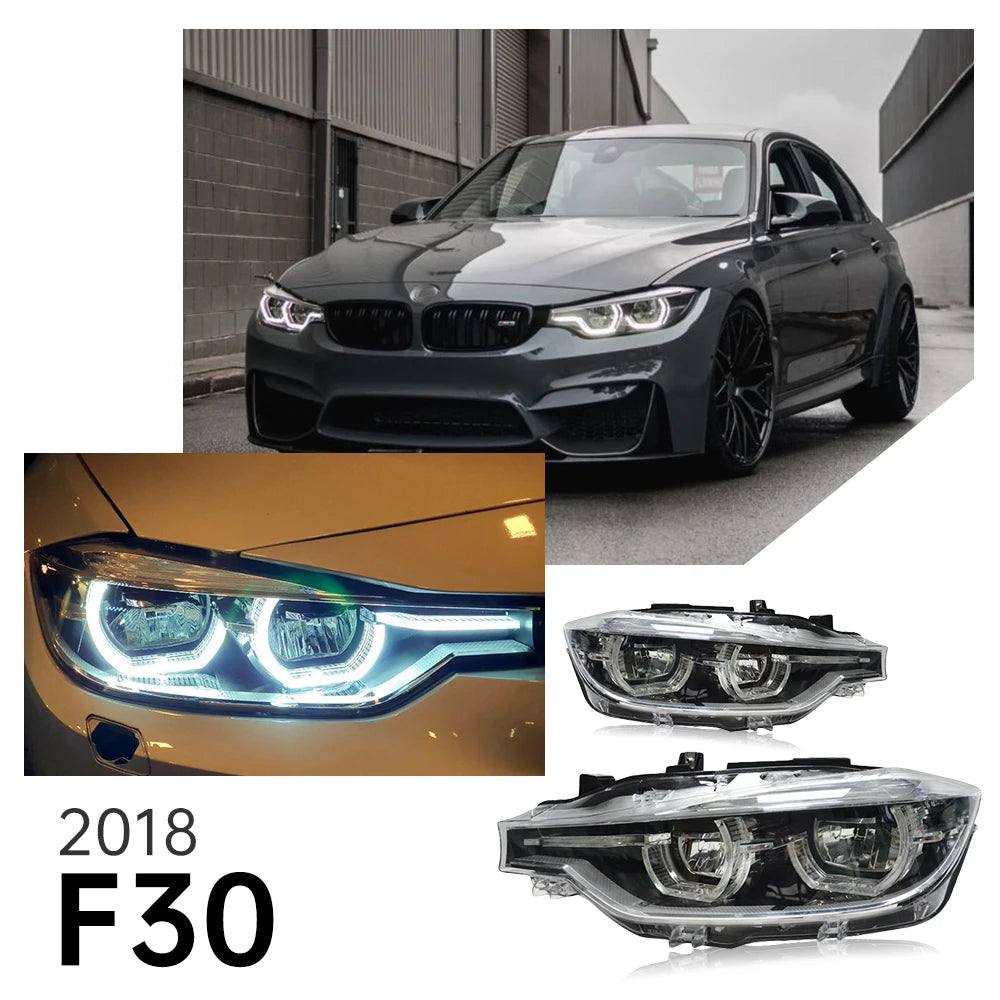Full LED Headlight Assembly with 3D Angel Eyes – BMW 3 Series F30 (2012–2019) | JD Global Supply
