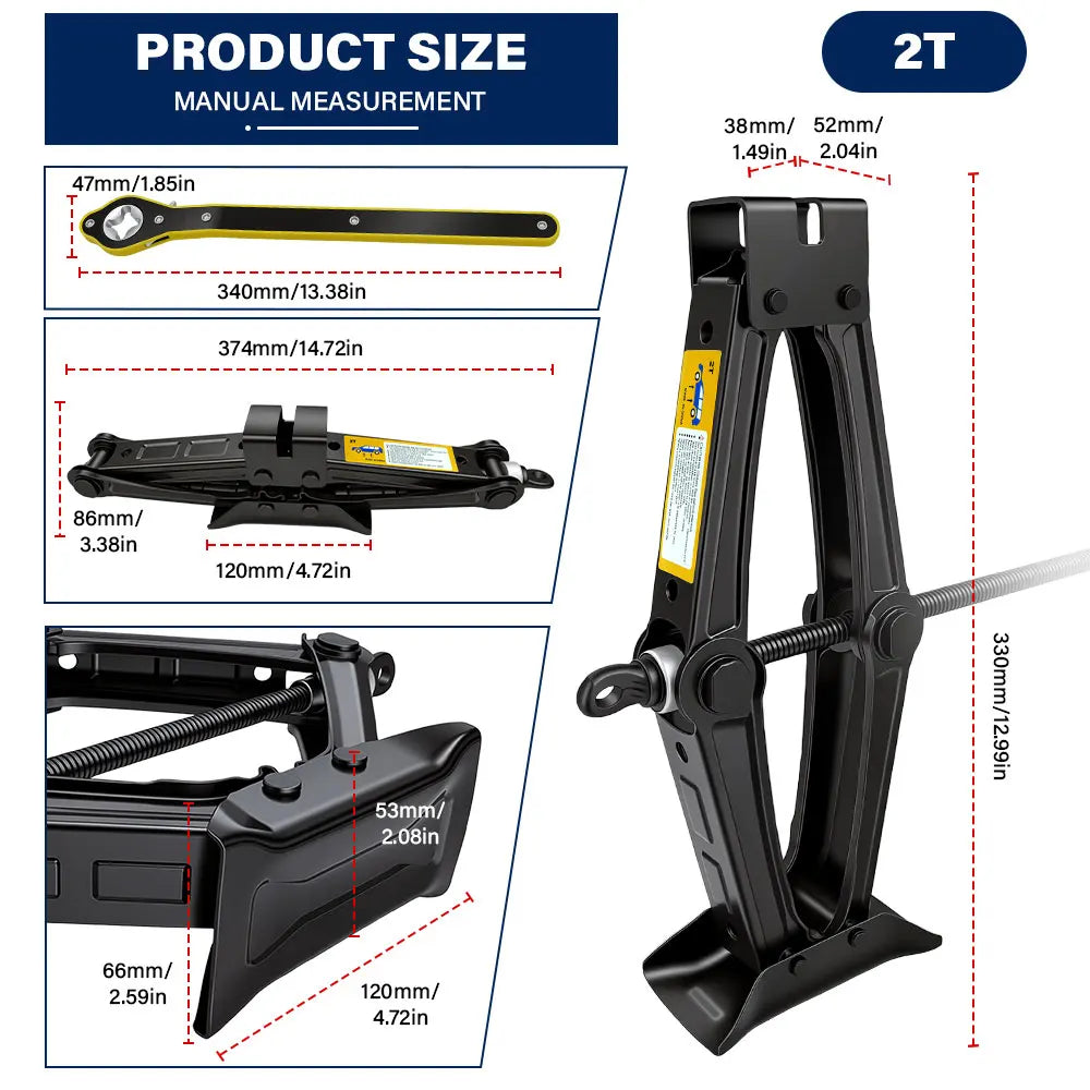Premium Heavy-Duty Scissor Jack & Ratchet Wrench Kit (1.5T - 2.5T)
