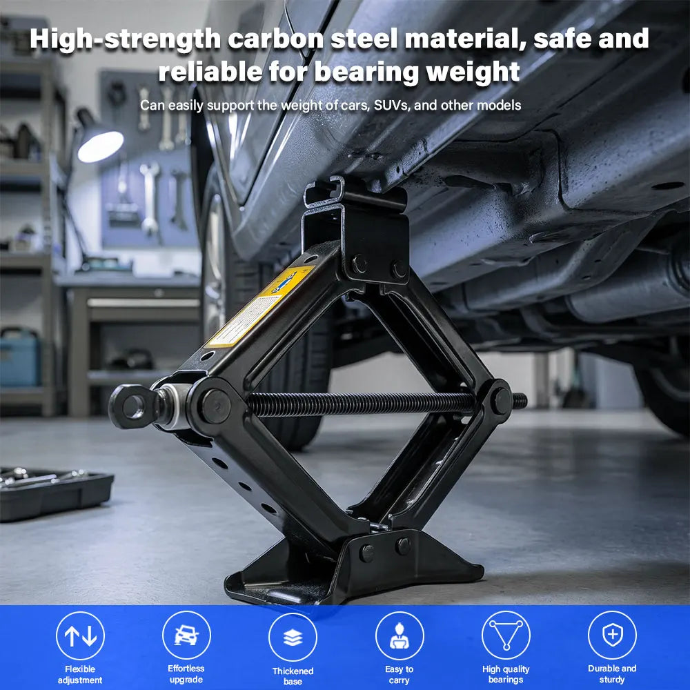 Premium Heavy-Duty Scissor Jack & Ratchet Wrench Kit (1.5T - 2.5T)