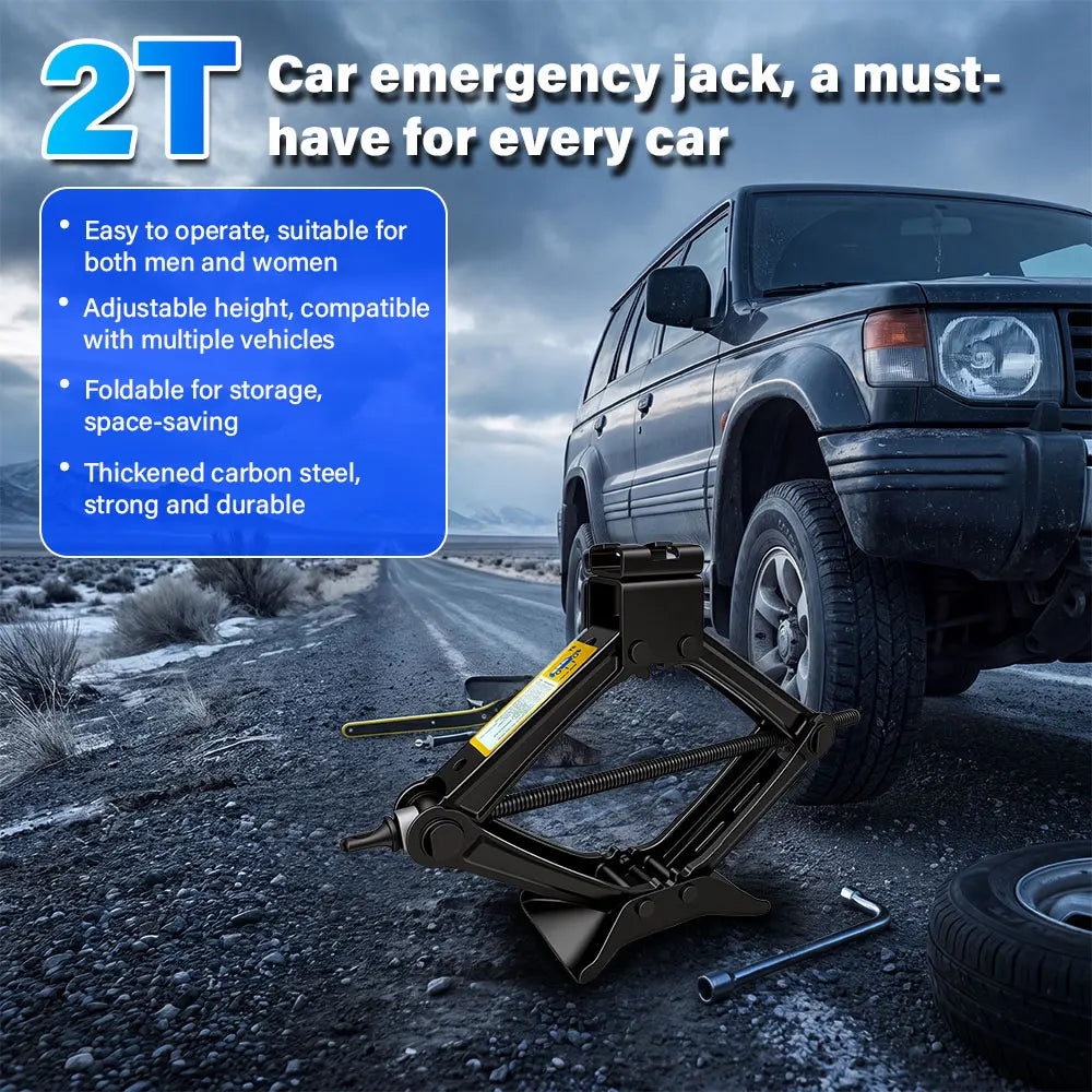Premium Heavy-Duty Scissor Jack & Ratchet Wrench Kit (1.5T - 2.5T)