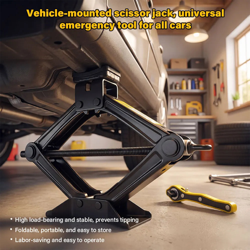 Premium Heavy-Duty Scissor Jack & Ratchet Wrench Kit (1.5T - 2.5T)