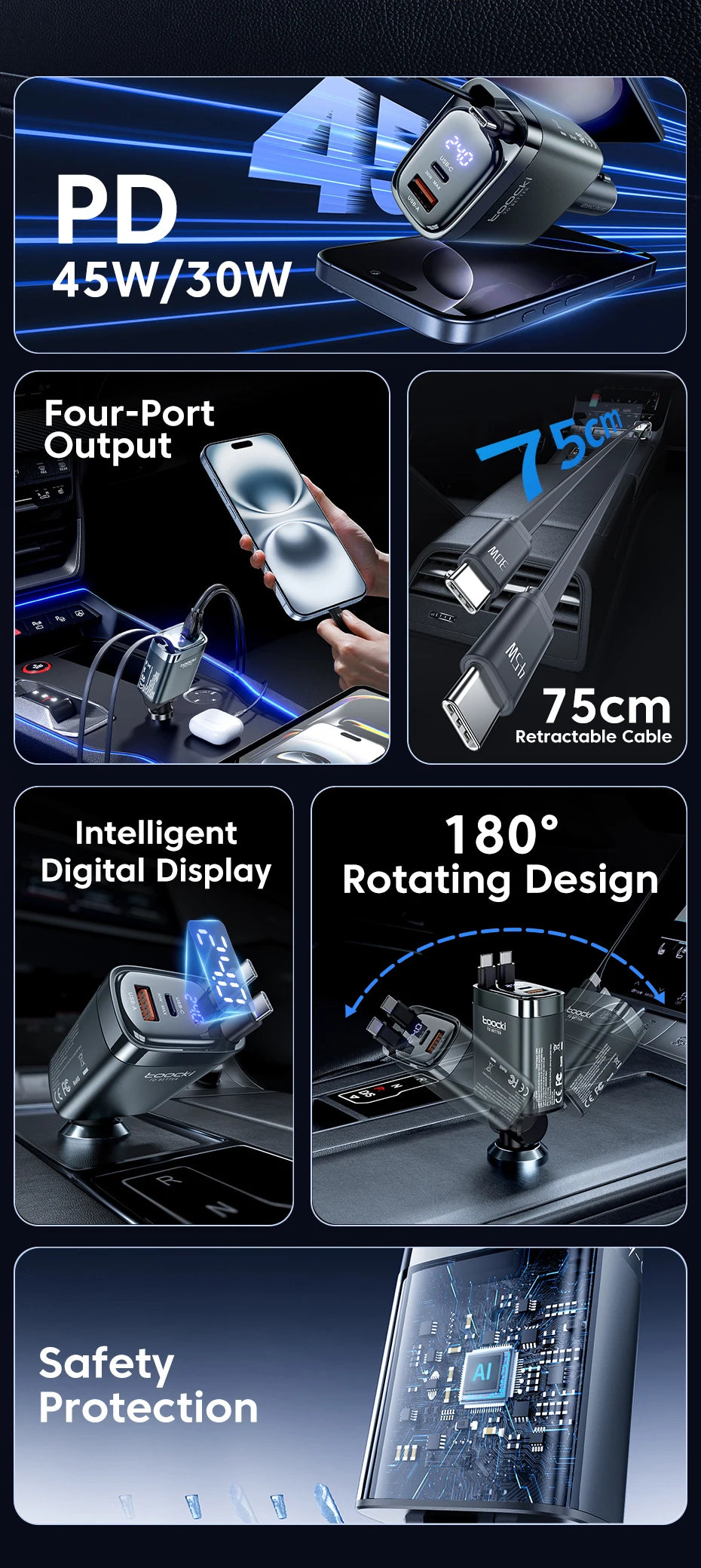 105W 4-in-1 Retractable Car Cr
