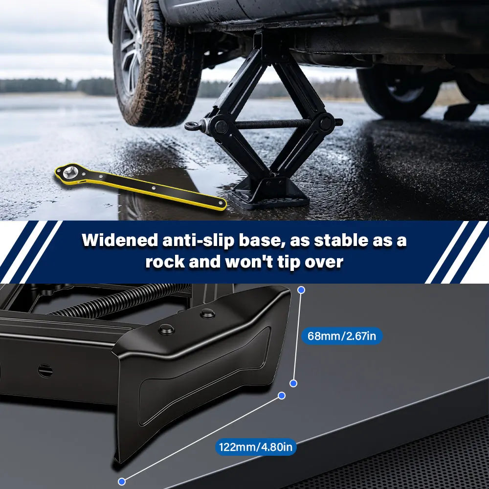 Premium Heavy-Duty Scissor Jack & Ratchet Wrench Kit (1.5T - 2.5T)