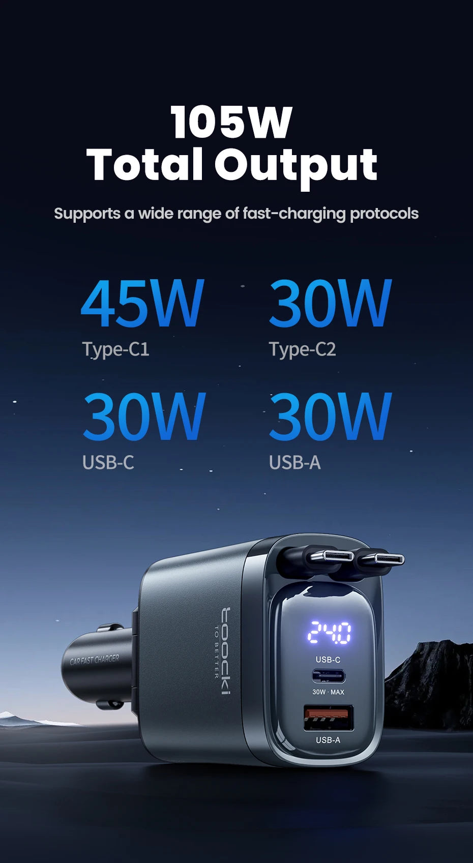 105W 4-in-1 Retractable Car Cr