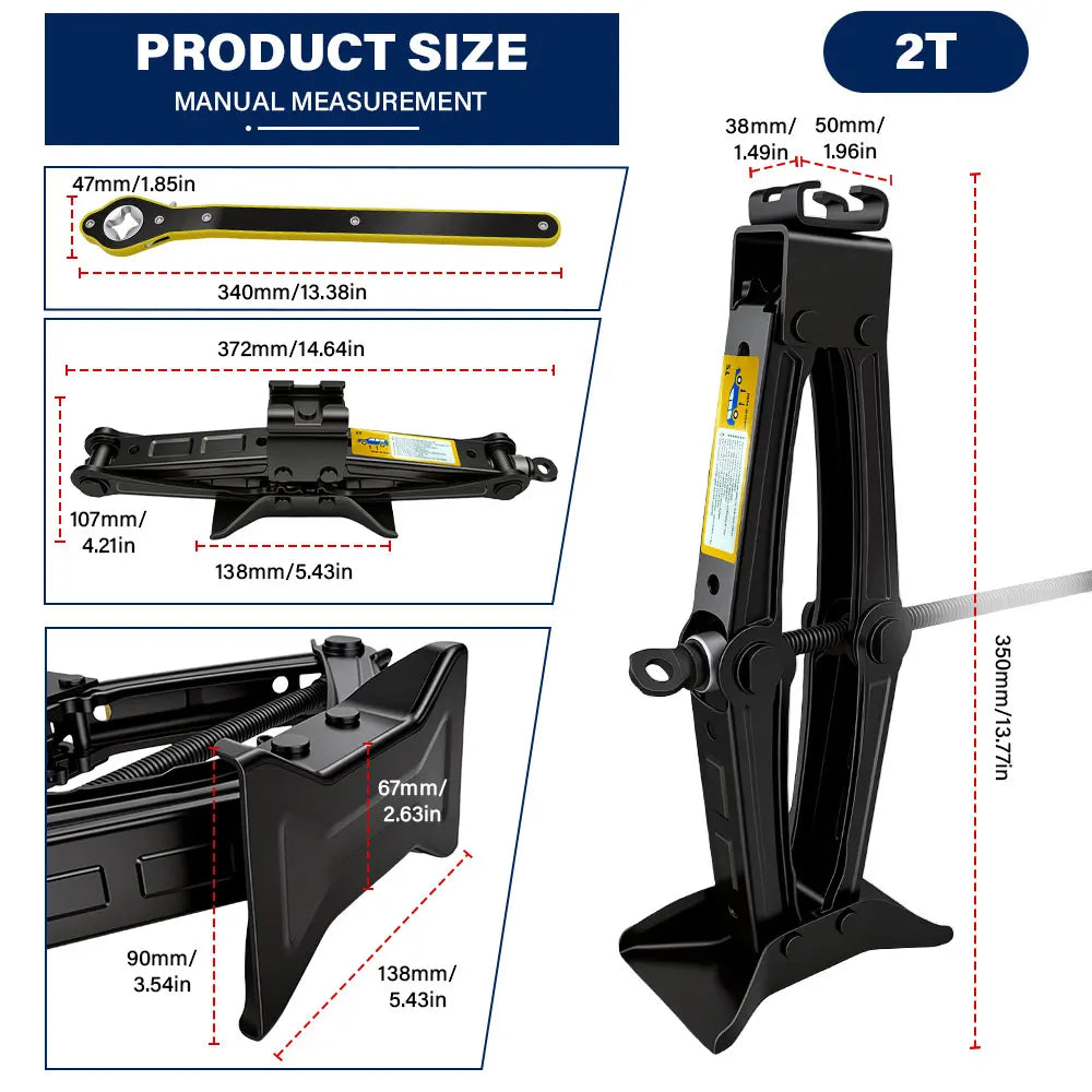 Premium Heavy-Duty Scissor Jack & Ratchet Wrench Kit (1.5T - 2.5T)