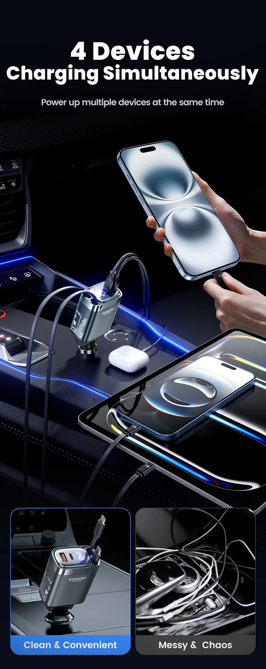 105W 4-in-1 Retractable Car Cr