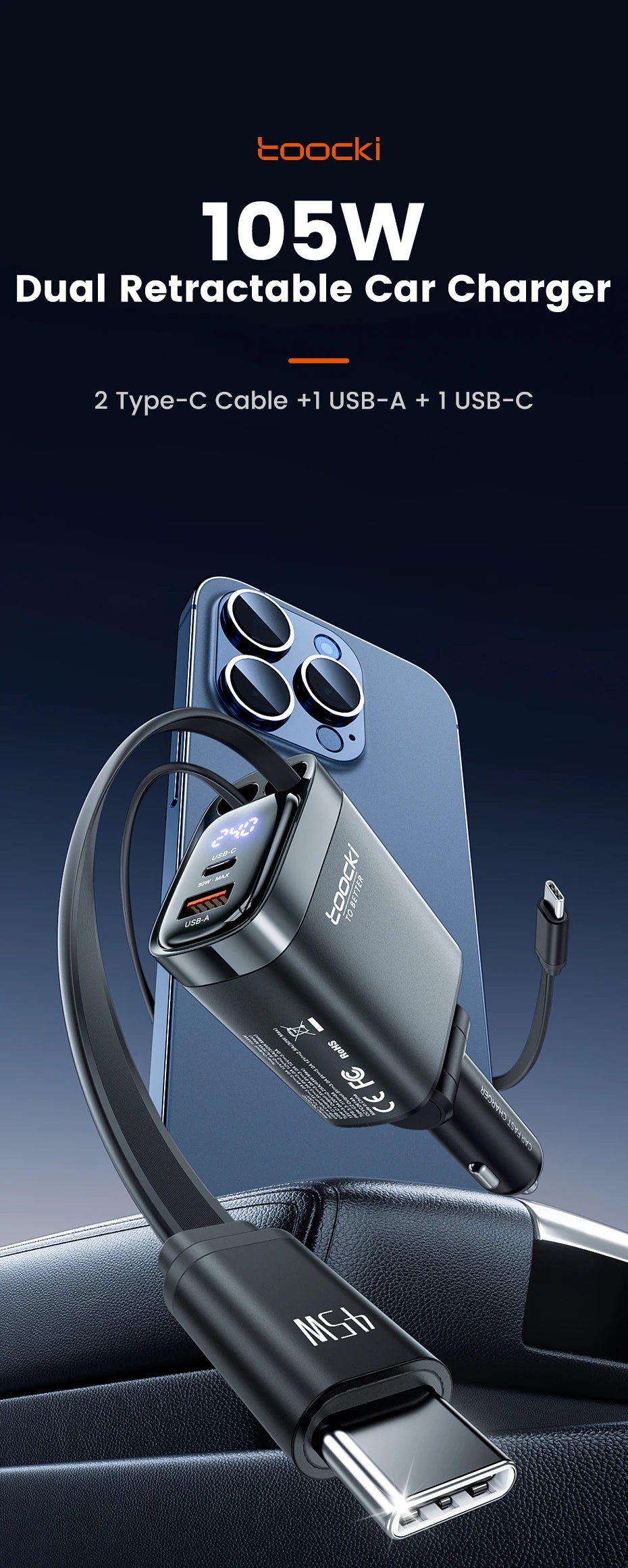105W 4-in-1 Retractable Car Cr