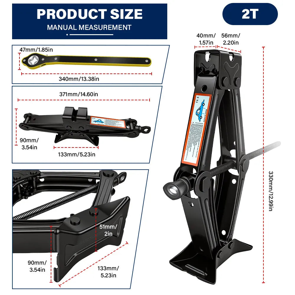 Premium Heavy-Duty Scissor Jack & Ratchet Wrench Kit (1.5T - 2.5T)